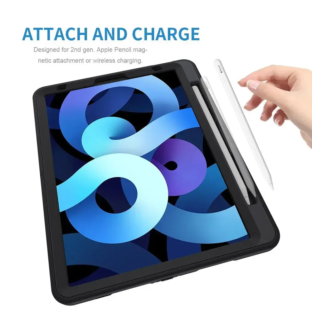 Armor-X Enx Case For iPad Air 4Th Gen 10.9 Inch 2020 Ultimate 3 Layers Shockproof Rugged Case With Hand Strap & Kick Stand - Black - Tashqila Armor-X Enx Case For iPad Air 4Th Gen 10.9 Inch 2020 Ultimate 3 Layers Shockproof Rugged Case With Hand Strap & Kick Stand - Black - Tashqila
